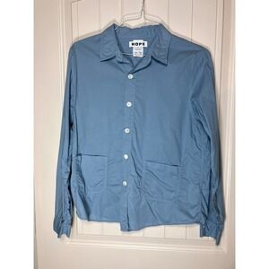 Hope Stockhom Rig Cotton Shirt Unisex W 40/Man 50 Blue Long Sleeve Button Down